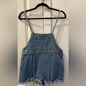 Forever 21 overall jeans shorts, with adjustable length, size S, never worn